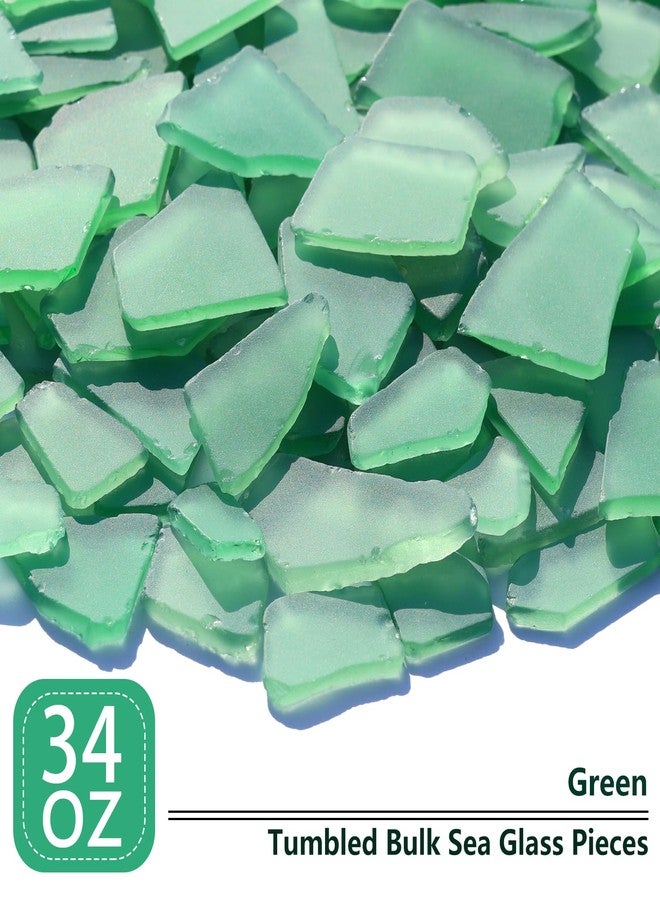 QYGL Sea Glass for Crafts - 34oz Green Frosted Seaglass Pieces - Vase Filler and Aquarium Ornament, DIY Craft Supplies for Art, Beach Weddings, and Home Decor - Image 2